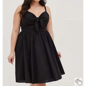 NWT 🔥 TORRID Cute Black Poplin Tie Front Party Skater Dress 2X 🔥